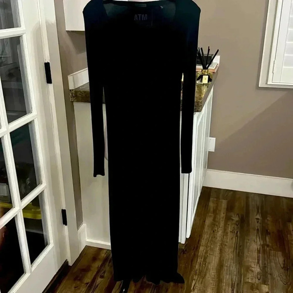 ATM Anthony Thomas Melilla Long Sleeve Wide Neck Body Con Dress Black sizeMedium - Picture 2 of 2